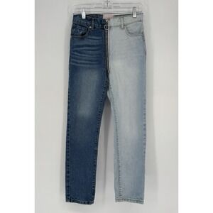 REVICE Denim Yin Yang Two Tone High Rise Straight Leg Jeans Tokyo Wash Size 26‎